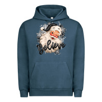 Pigment Midnight Navy believe buffalo plaid white christmas santa claus Urban Hoodie - MaliasSmallBusiness