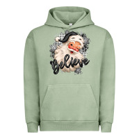 Pigment Oil Green believe buffalo plaid white christmas santa claus Urban Hoodie - MaliasSmallBusiness