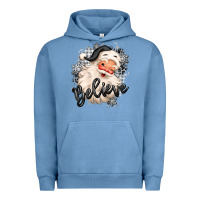 Pigment Pebble Blue believe buffalo plaid white christmas santa claus Urban Hoodie - MaliasSmallBusiness