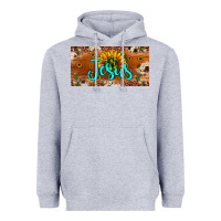 Heather Grey jesus Heavyweight Hoodie - JahusDesignShop