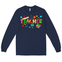 Navy teacher Long Sleeve Tee - texasbilliewilder