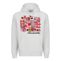 Dove Grey valentines day teacher life Premium Hoodie - MaliasSmallBusiness