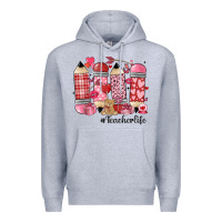 Heather Grey valentines day teacher life Premium Hoodie - MaliasSmallBusiness