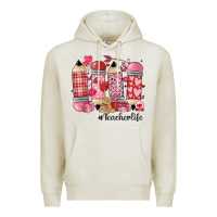 Oatmeal Heather valentines day teacher life Premium Hoodie - MaliasSmallBusiness