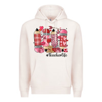 Pale Pink valentines day teacher life Premium Hoodie - MaliasSmallBusiness