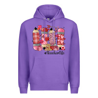 Purple valentines day teacher life Premium Hoodie - MaliasSmallBusiness