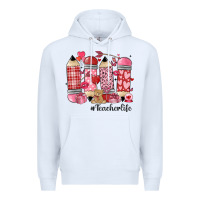 White valentines day teacher life Premium Hoodie - MaliasSmallBusiness
