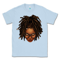 Dusty Blue afro locs messy bun Classic Tee - texasbilliewilder