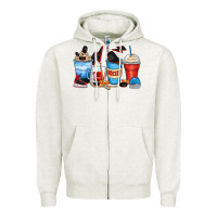 Oatmeal Heather hockey begins after coffee cups Zipper Hoodie - Zillion Design Studio
