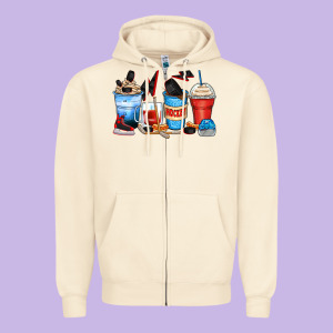 Hockey Begins After Coffee Cups Zipper Hoodie Designed By Zillion Design Studio