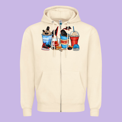 Hockey Begins After Coffee Cups Zipper Hoodie Designed By Zillion Design Studio