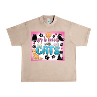 French Oak life is better with cats Urban Heavy Tee - MaliasSmallBusiness