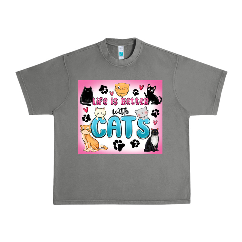 Life Is Better With Cats Urban Heavy Tee by MaliasSmallBusiness | Teevron