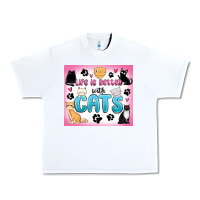 White life is better with cats Urban Heavy Tee - MaliasSmallBusiness