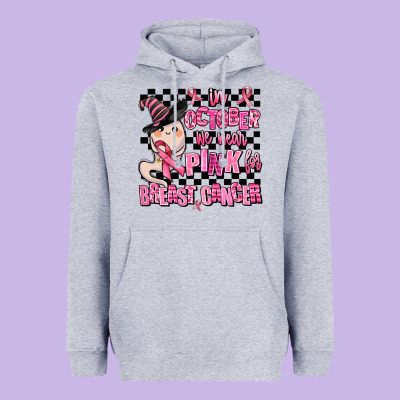 In October We Wear Pink For Breast Cancer Heavyweight Hoodie Designed By Adodesignshop