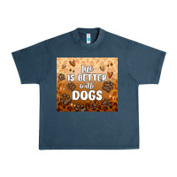 Midnight Navy life is better with dogs Urban Heavy Tee - MaliasSmallBusiness