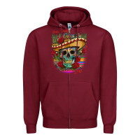 Burgundy mexican skeleton Zipper Hoodie - CTS Tumbler Store