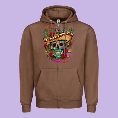 Mexican Skeleton Zipper Hoodie Designed By Cts Tumbler Store