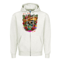 Oatmeal Heather mexican skeleton Zipper Hoodie - CTS Tumbler Store