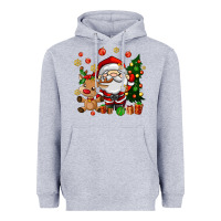 Heather Grey santa and reindeer Heavyweight Hoodie - AdoDesignShop