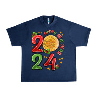 Navy happy new year 2024 Urban Heavy Tee - MaliasSmallBusiness
