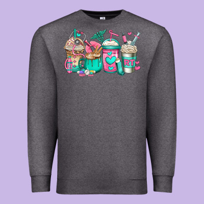 Rt Respiratory Therapist Coffee Cups Premium Sweatshirt Designed By Jasminsmagicworld