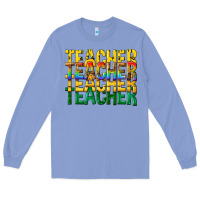 Colony Blue teacher teacher teacher Long Sleeve Tee - texasbilliewilder