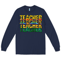 Navy teacher teacher teacher Long Sleeve Tee - texasbilliewilder