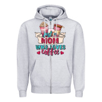 Heather Grey just a mom who loves coffee Zipper Hoodie - Zillion Design Studio