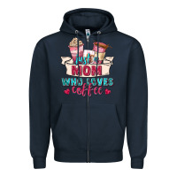 Navy just a mom who loves coffee Zipper Hoodie - Zillion Design Studio