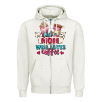 Oatmeal Heather just a mom who loves coffee Zipper Hoodie - Zillion Design Studio