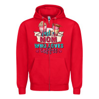 Red just a mom who loves coffee Zipper Hoodie - Zillion Design Studio