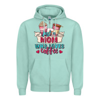 Seafoam just a mom who loves coffee Zipper Hoodie - Zillion Design Studio