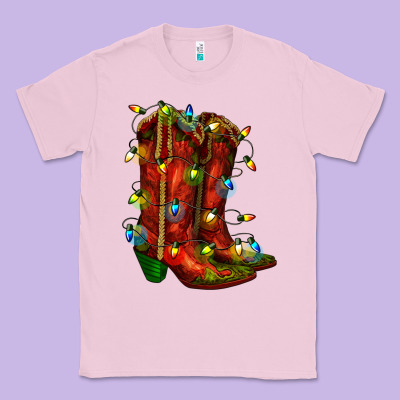 Christmas Western Boots With Lights Classic Tee Designed By Ranaportraitstore