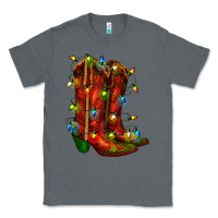 Charcoal Heather christmas western boots with lights Classic Tee - RanaPortraitStore