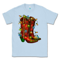 Dusty Blue christmas western boots with lights Classic Tee - RanaPortraitStore