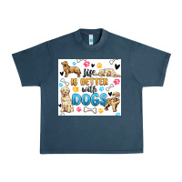 Midnight Navy life is better with dogs Urban Heavy Tee - MaliasSmallBusiness