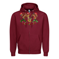Burgundy mexican skeletons Zipper Hoodie - CTS Tumbler Store