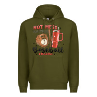 Army Green hot mess always stressed baseball mama stanley cup Premium Hoodie - MaliasSmallBusiness