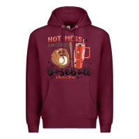 Burgundy hot mess always stressed baseball mama stanley cup Premium Hoodie - MaliasSmallBusiness