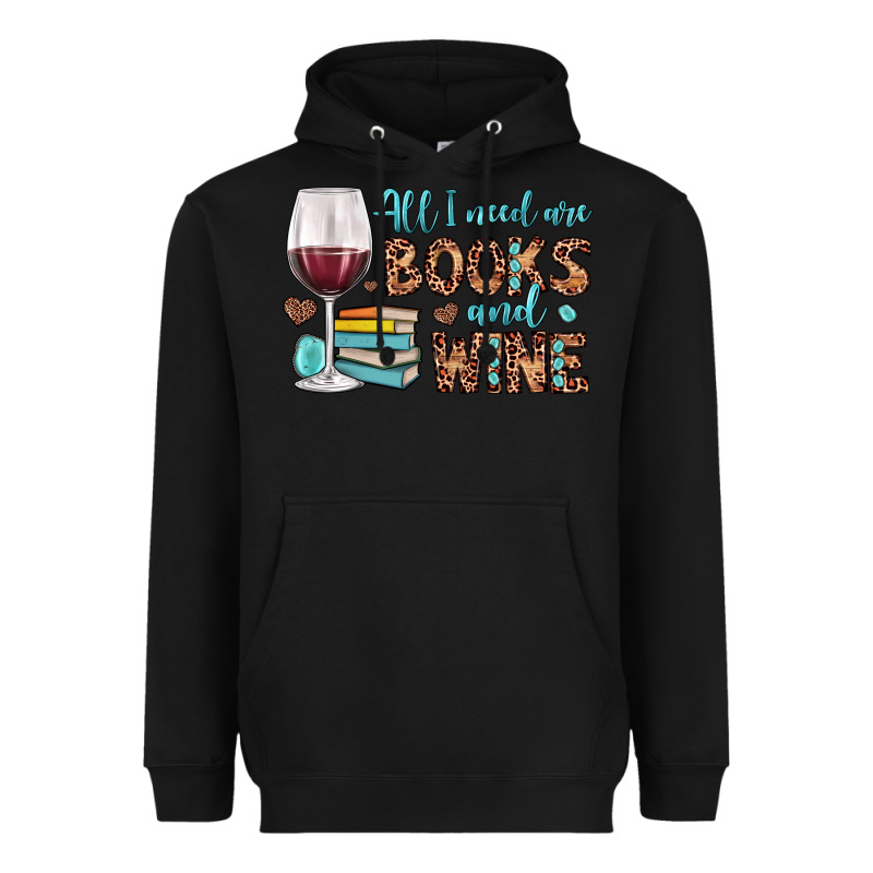 All I Need Are Books And Wine Heavyweight Hoodie by JahusDesignShop | Teevron