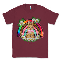 Burgundy easter rabbit rainbow Classic Tee - BarkalooDesign