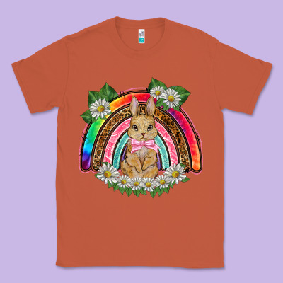 Easter Rabbit Rainbow Classic Tee Designed By Barkaloodesign