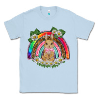 Dusty Blue easter rabbit rainbow Classic Tee - BarkalooDesign