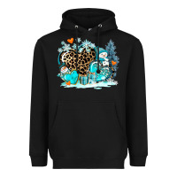 Black winter hearts with snowmans Heavyweight Hoodie - AdoDesignShop
