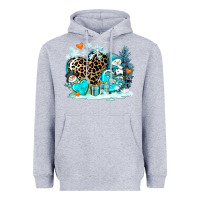 Heather Grey winter hearts with snowmans Heavyweight Hoodie - AdoDesignShop