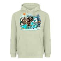 Matcha winter hearts with snowmans Heavyweight Hoodie - AdoDesignShop