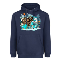 Navy winter hearts with snowmans Heavyweight Hoodie - AdoDesignShop