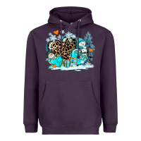 Plum winter hearts with snowmans Heavyweight Hoodie - AdoDesignShop