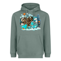 Sage winter hearts with snowmans Heavyweight Hoodie - AdoDesignShop